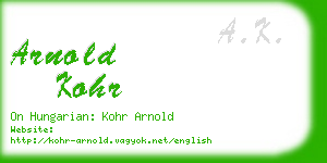 arnold kohr business card